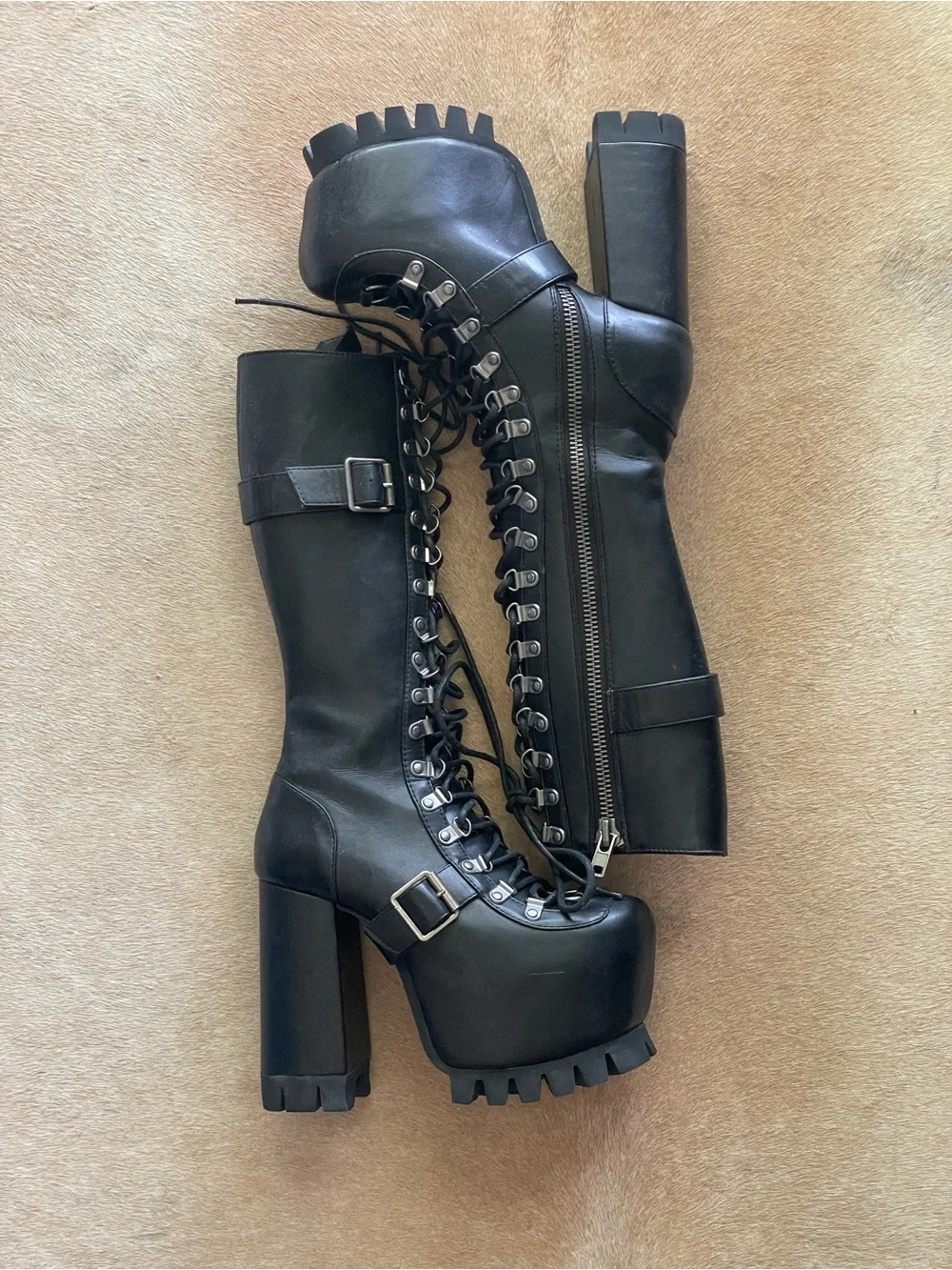 Tall Platform Lace Up Combat Boots